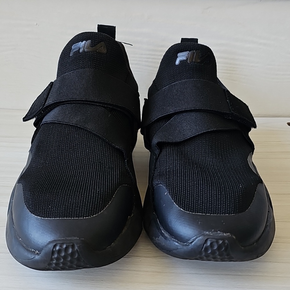 Fila Black Slip-On Sneakers with Strap Closure